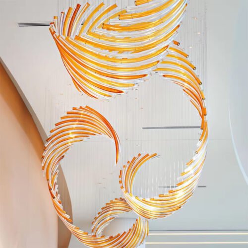 Creative Glass Curved Pipe Spiral Chandelier