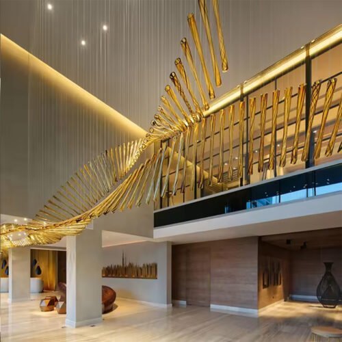 Creative Glass Curved Pipe Spiral Chandelier