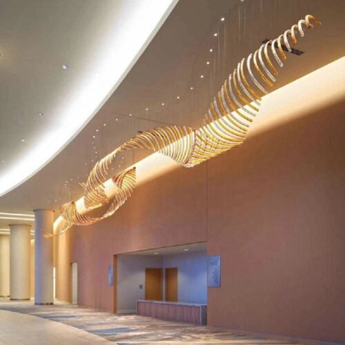 Creative Glass Curved Pipe Spiral Chandelier