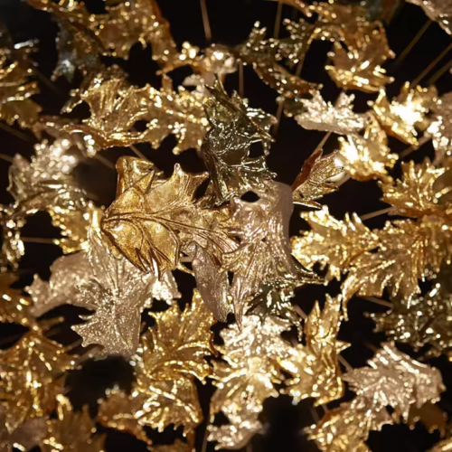 Luxury High Ceiling Maple Leaf Glass Chandelier - Image 2