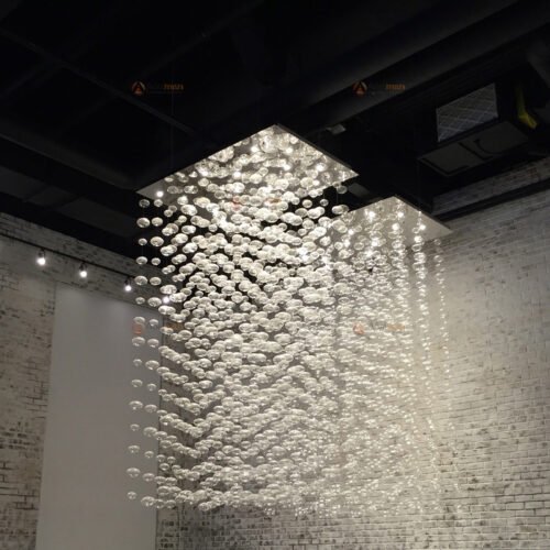 Clear Glass Bubble Ceiling Mounted Hanging Chandelier - Image 5