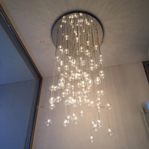 Clear Glass Bubble Ceiling Mounted Hanging Chandelier - Image 4