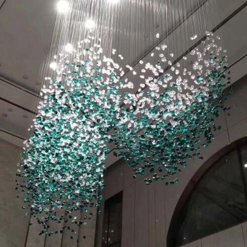 Custom Shaped Ceiling Green Stone Pendant Lights