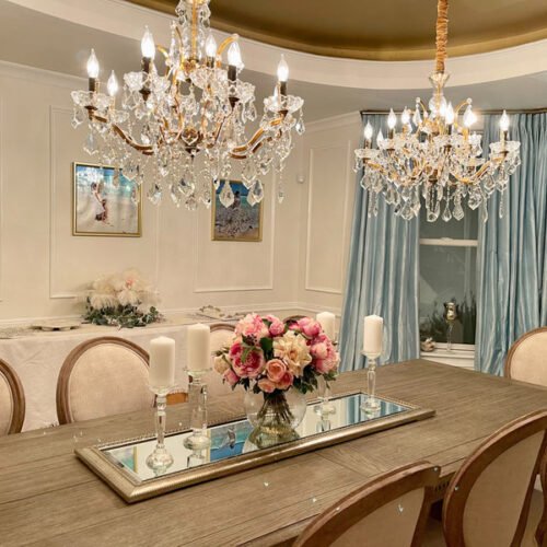 Antique Crystal Lighting Custom Brass Chandelier