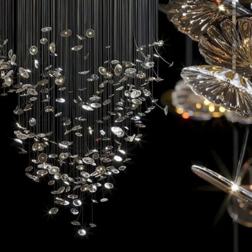 Small Clover Glass Leaves Chandelier for Wedding Hall Decorations