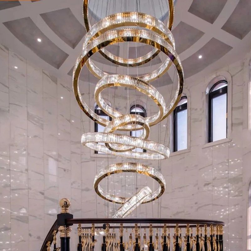 Custom Indoor Crystal Annular Chandelier with Contemporary Design