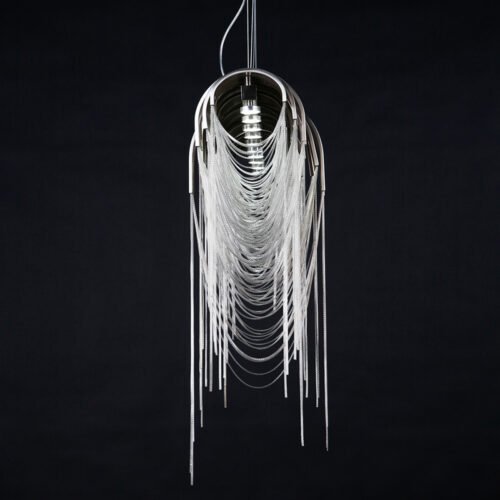 Modern Silver Chain Pendant Lights for High Ceilings