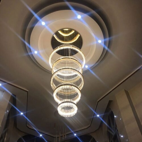 High Ceiling Staircase Foyer Long Hanging Lights Fixture