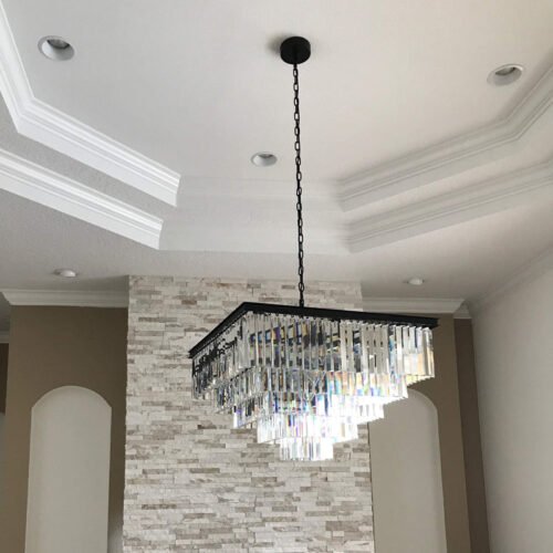 Modern Square K9 Crystal Chandelier for Living Room