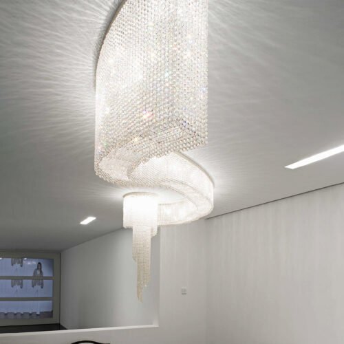 Modern Chrome Crystal Ceiling Light for Meeting Rooms