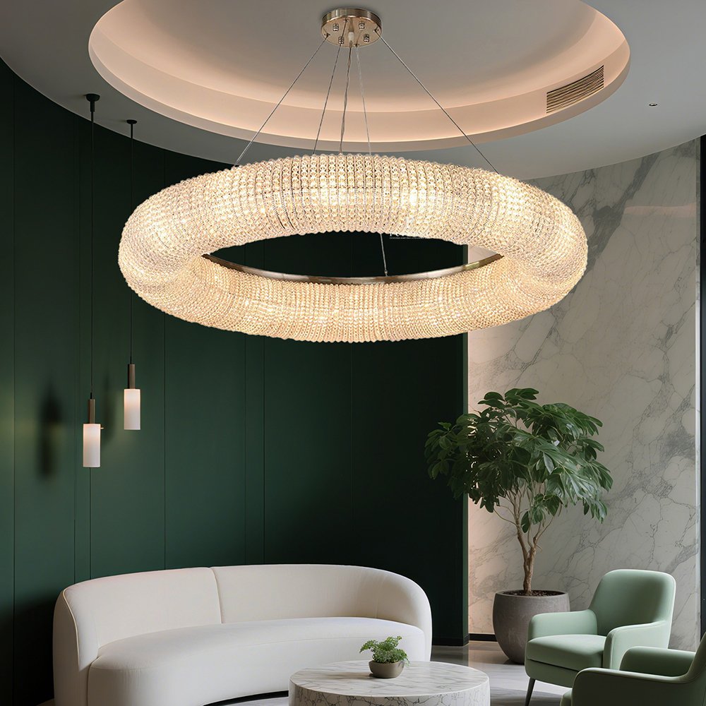 Art Deco Round Crystal Chandelier - Image 4