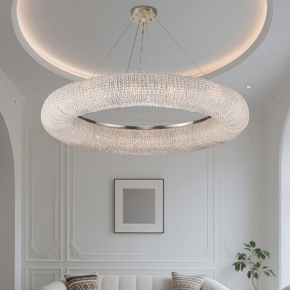 Art Deco Round Crystal Chandelier - Image 8