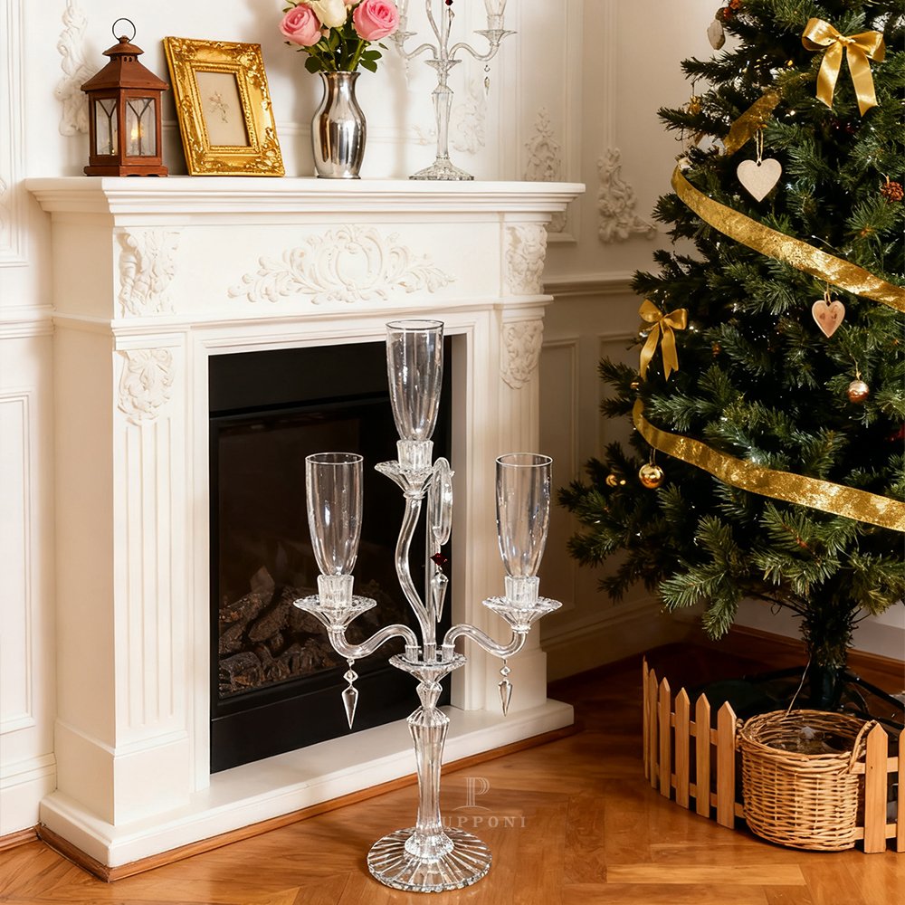 Romantic Glass Crystal Candelabra - Image 2