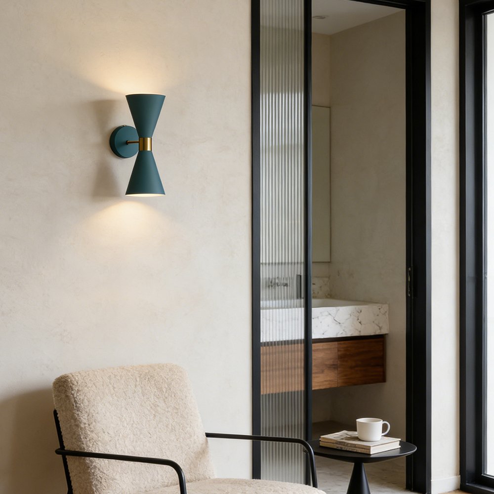 Teal Hourglass Modern Wall Sconce - Image 2