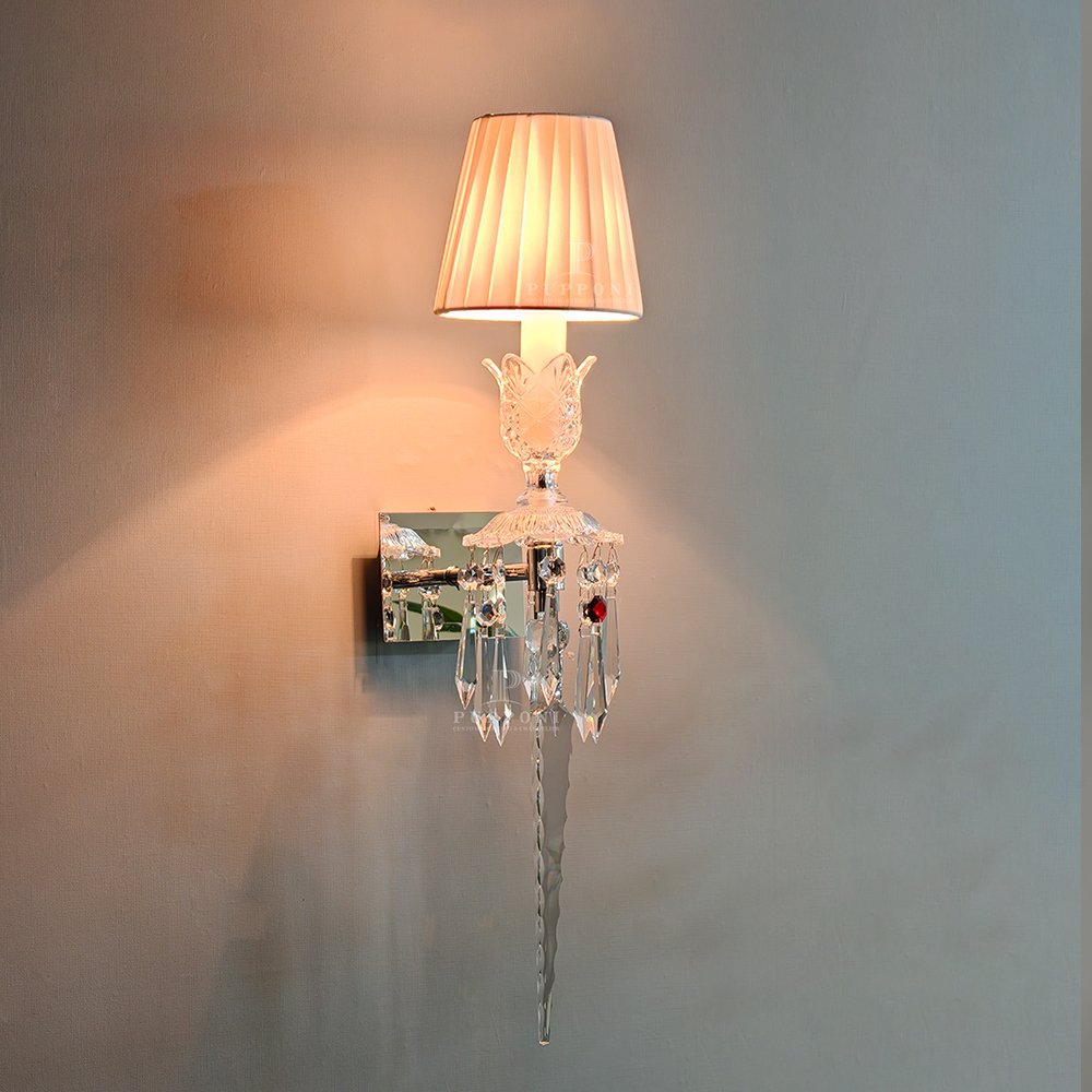 Vintage Crystal Icicle Wall Sconce - Image 4