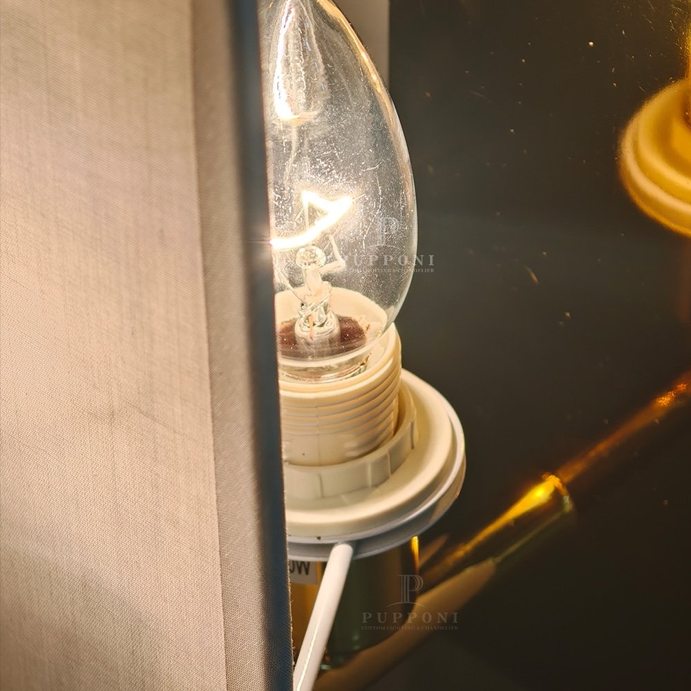 Brass Fabric Shade Wall Sconce - Image 6