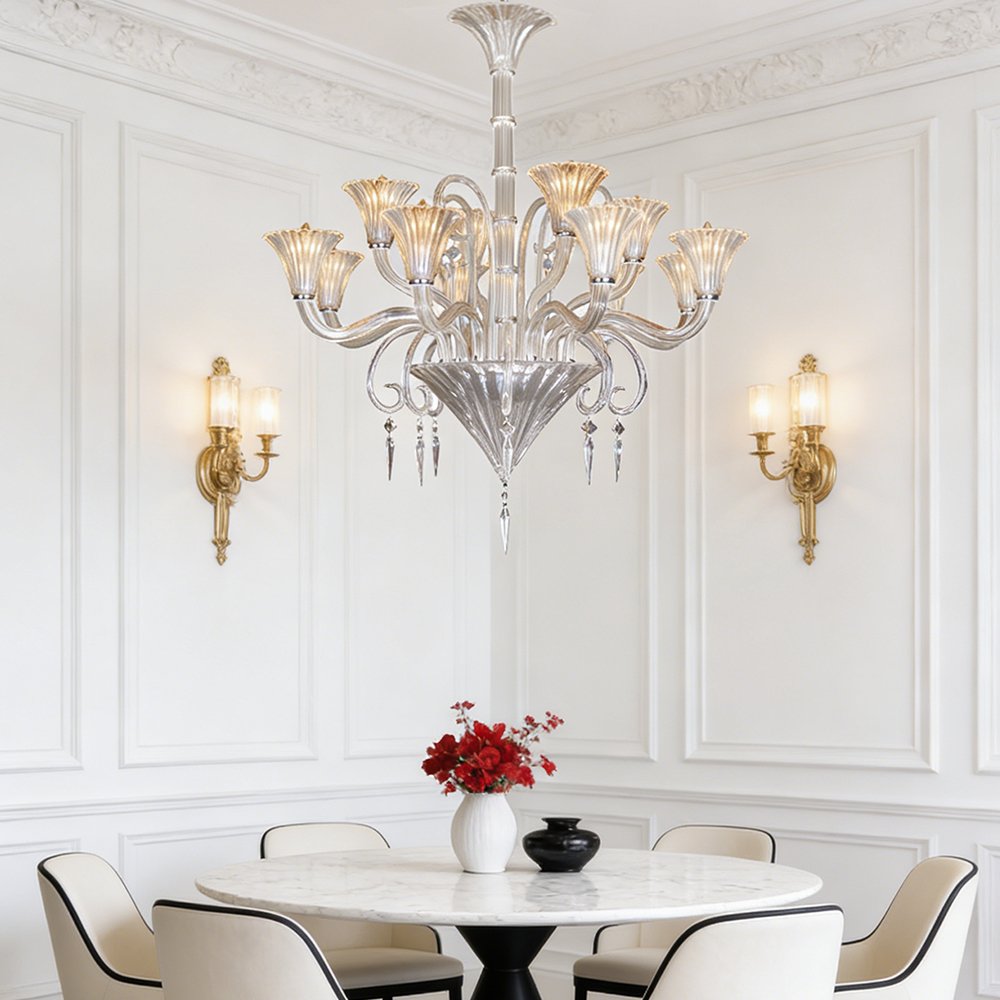 Fluted Glass Chandelier - Image 2