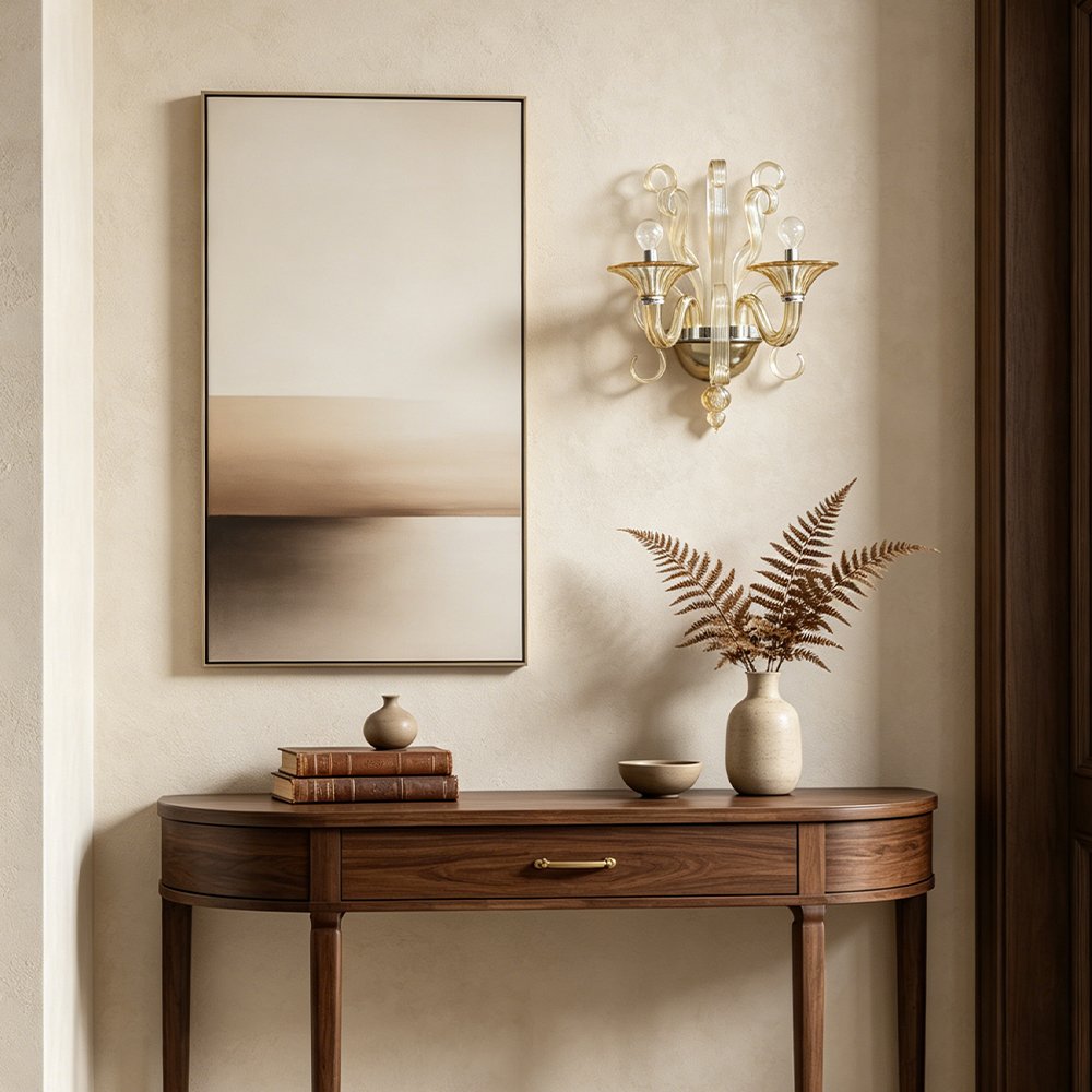 Vintage Amber Glass Wall Light - Image 8