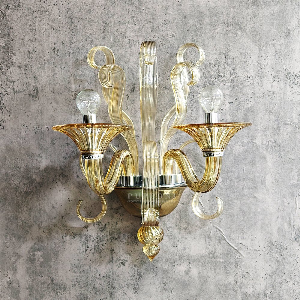Vintage Amber Glass Wall Light - Image 5