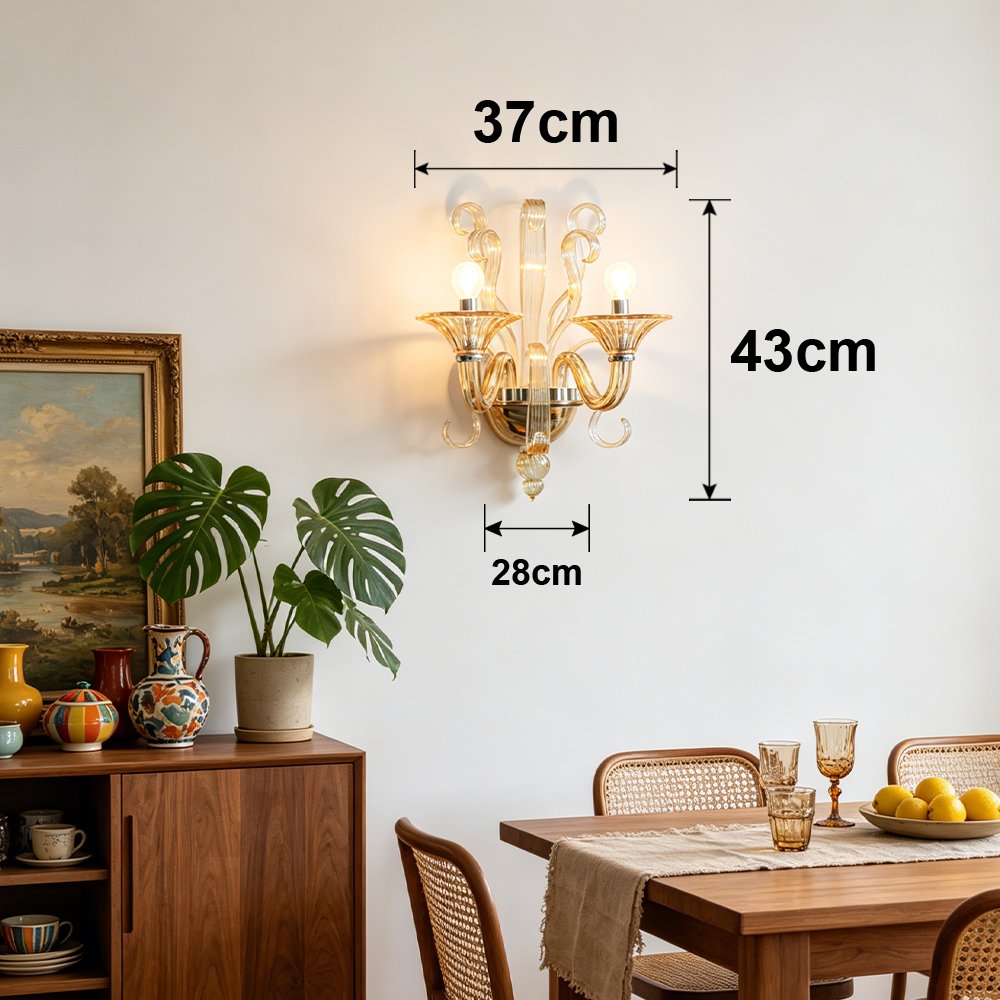 Vintage Amber Glass Wall Light - Image 3