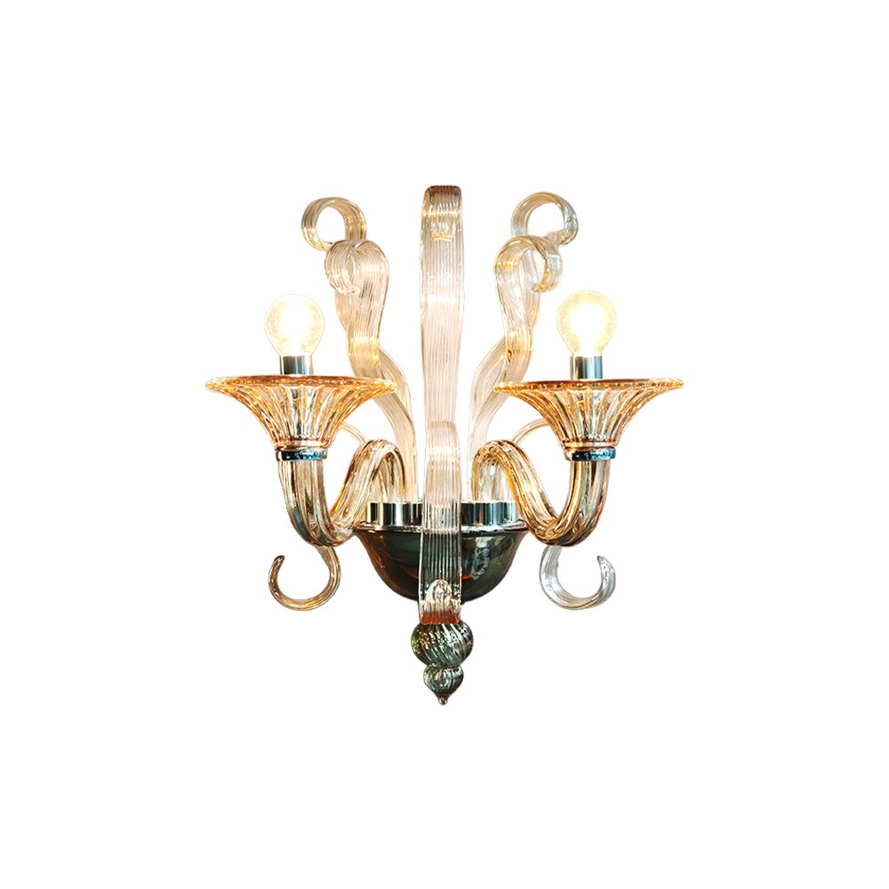 Vintage Amber Glass Wall Light - Image 2