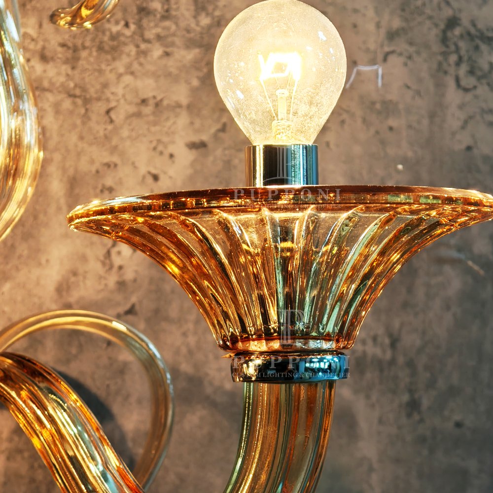 Vintage Amber Glass Wall Light - Image 6