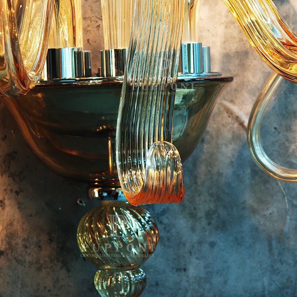 Vintage Amber Glass Wall Light - Image 7