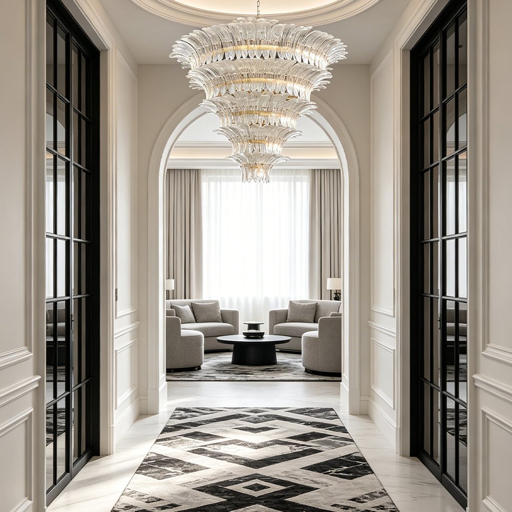 Tiered Glass Feather Chandelier - Image 4