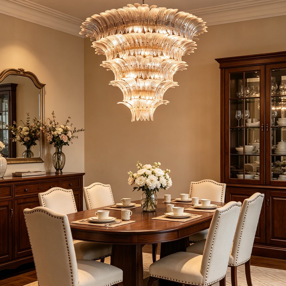 Tiered Glass Feather Chandelier - Image 5