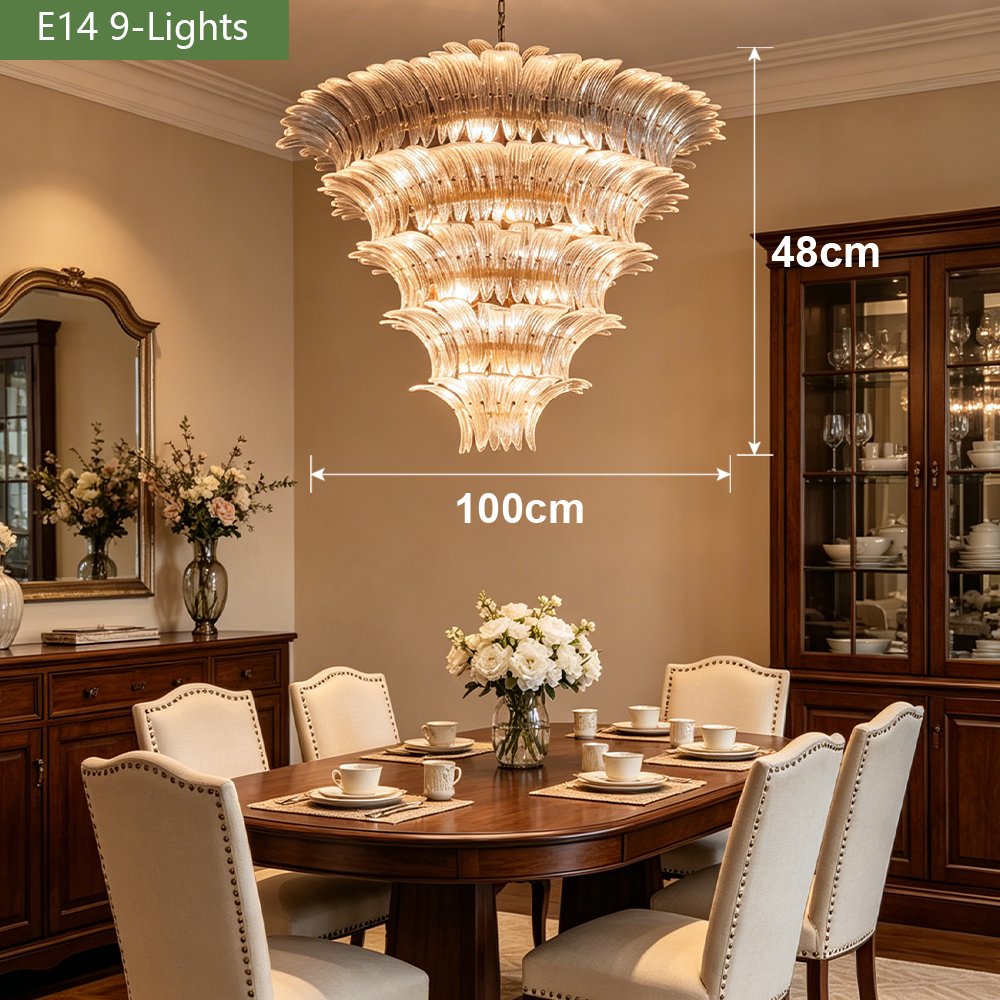 Tiered Glass Feather Chandelier - Image 3