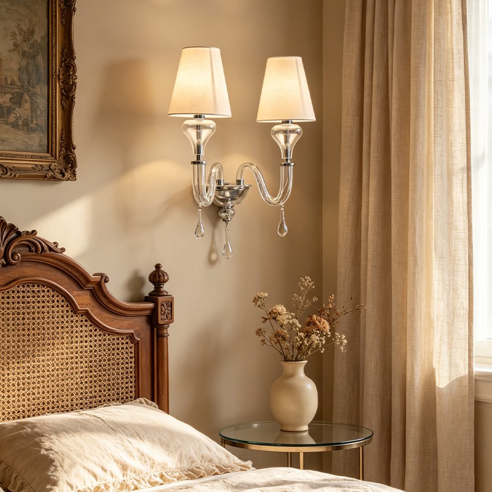 Modern Glass Linen Wall Lamp - Image 7