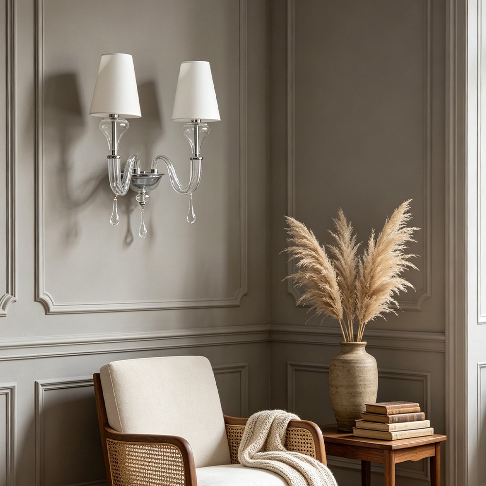 Modern Glass Linen Wall Lamp - Image 8