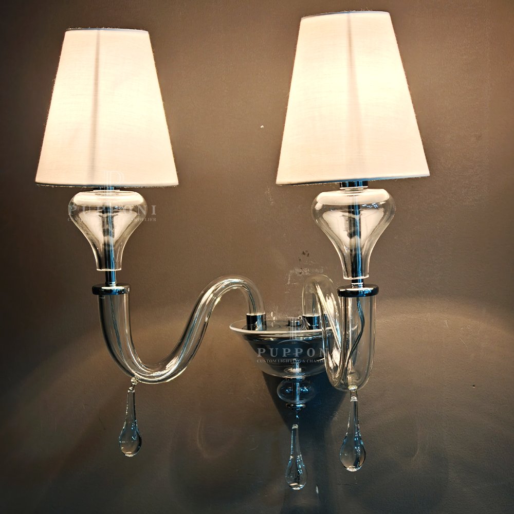Modern Glass Linen Wall Lamp - Image 3
