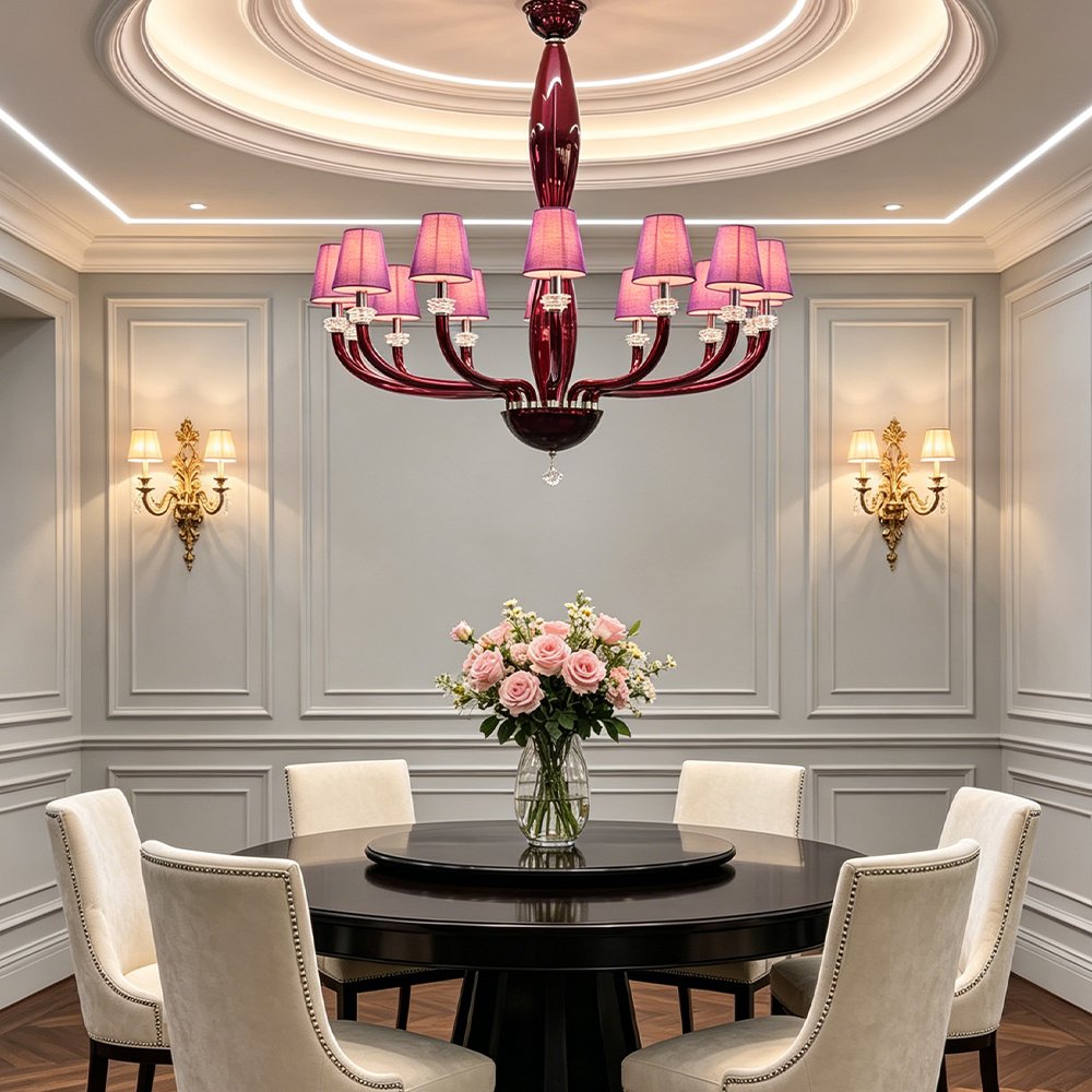 Purple Shade Red Glass Chandelier - Image 8