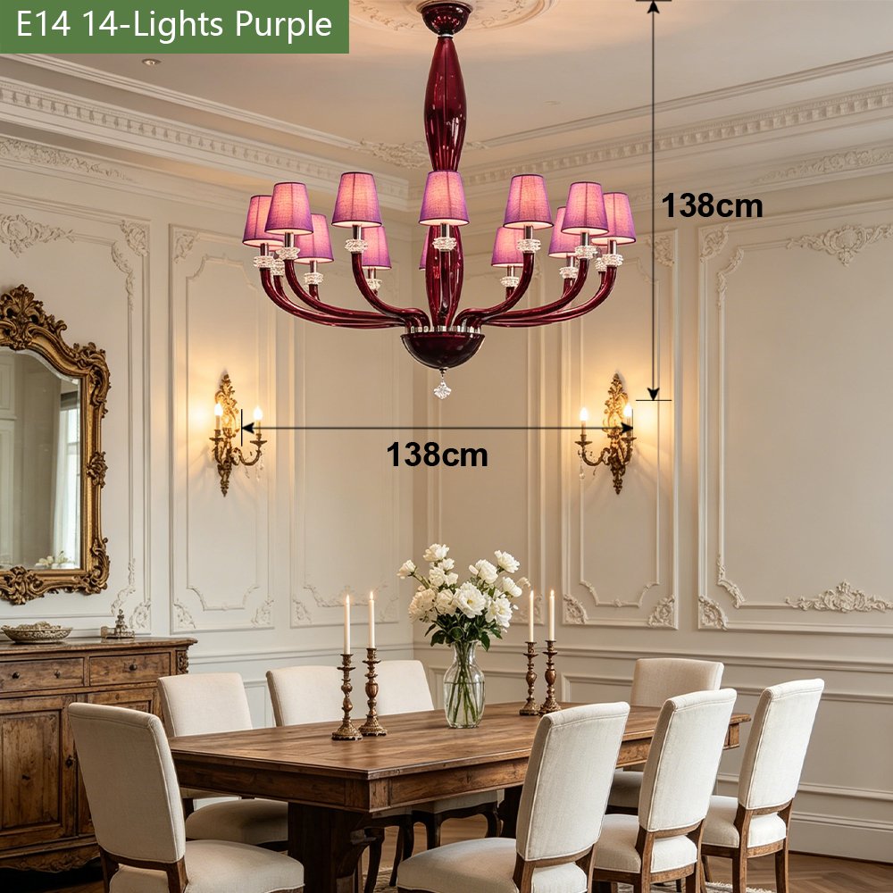 Purple Shade Red Glass Chandelier - Image 3