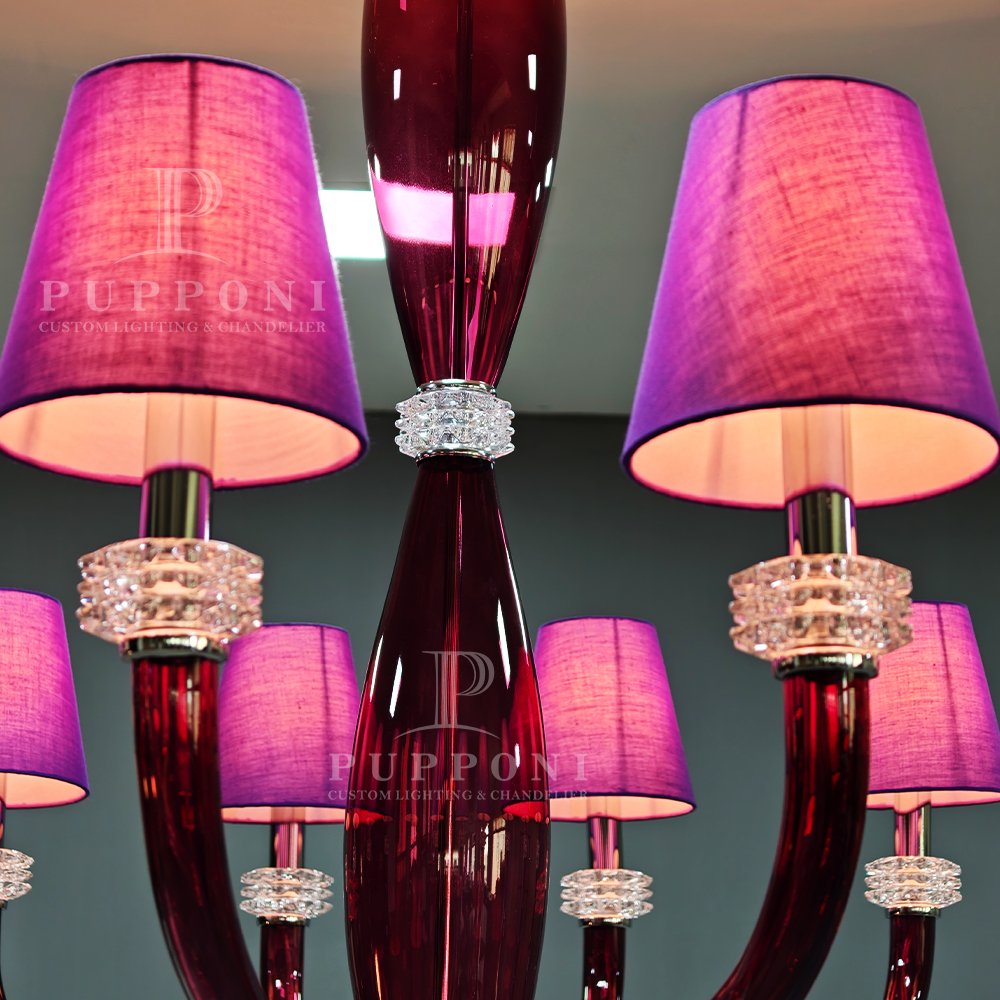 Purple Shade Red Glass Chandelier - Image 7