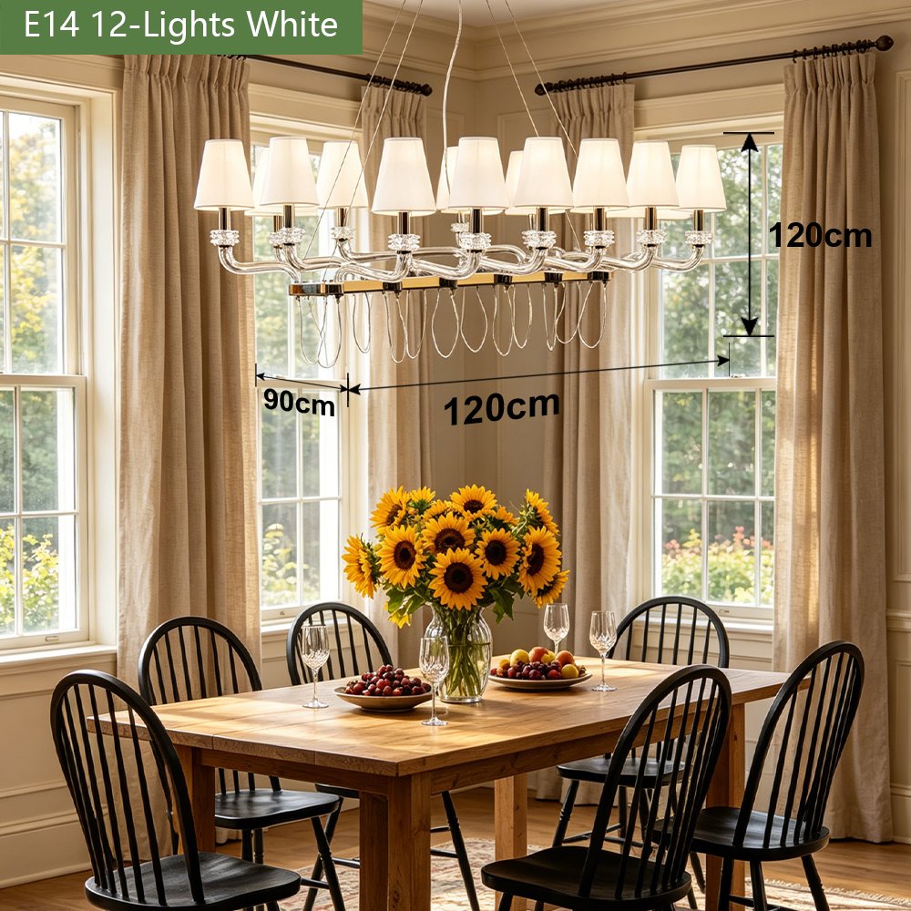 Black Shade Linear Glass Chandelier - Image 3