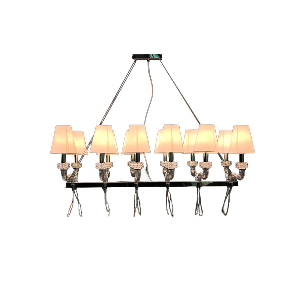 Black Shade Linear Glass Chandelier - Image 2