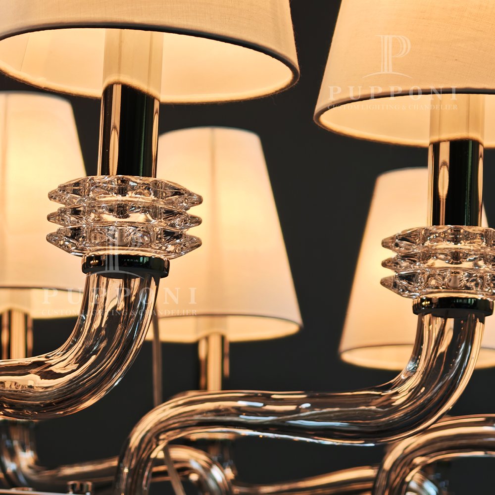Black Shade Linear Glass Chandelier - Image 6
