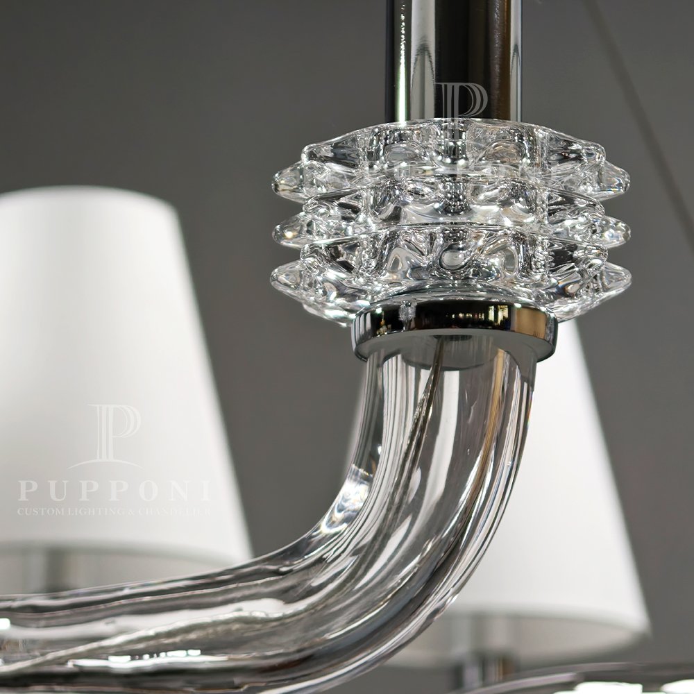 Black Shade Linear Glass Chandelier - Image 7