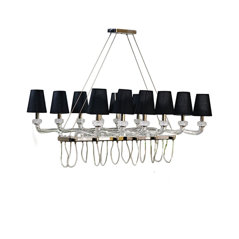 Black Shade Linear Glass Chandelier - Image 2