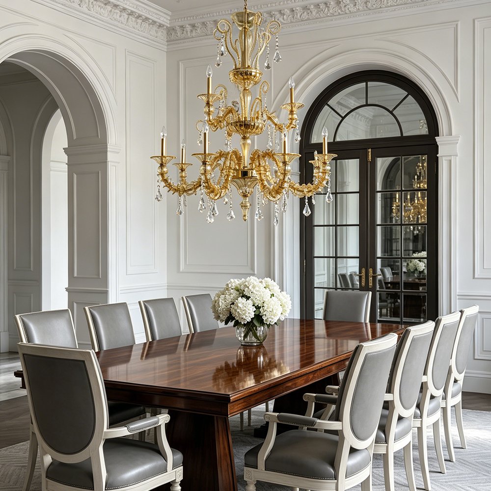 Gold Murano Glass Chandelier - Image 4