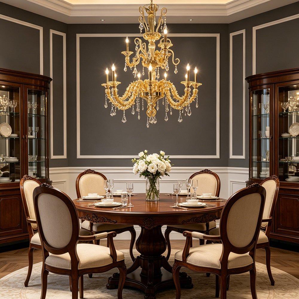 Gold Murano Glass Chandelier - Image 8