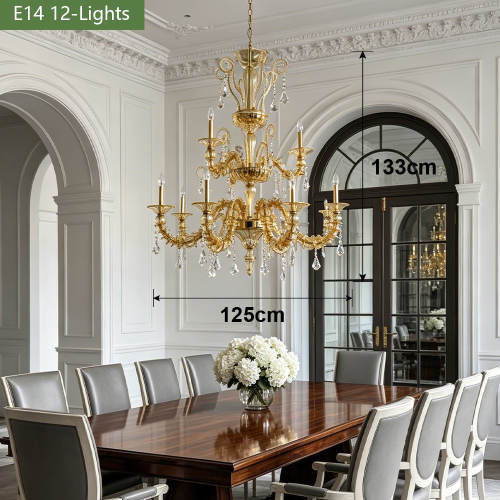 Gold Murano Glass Chandelier - Image 3