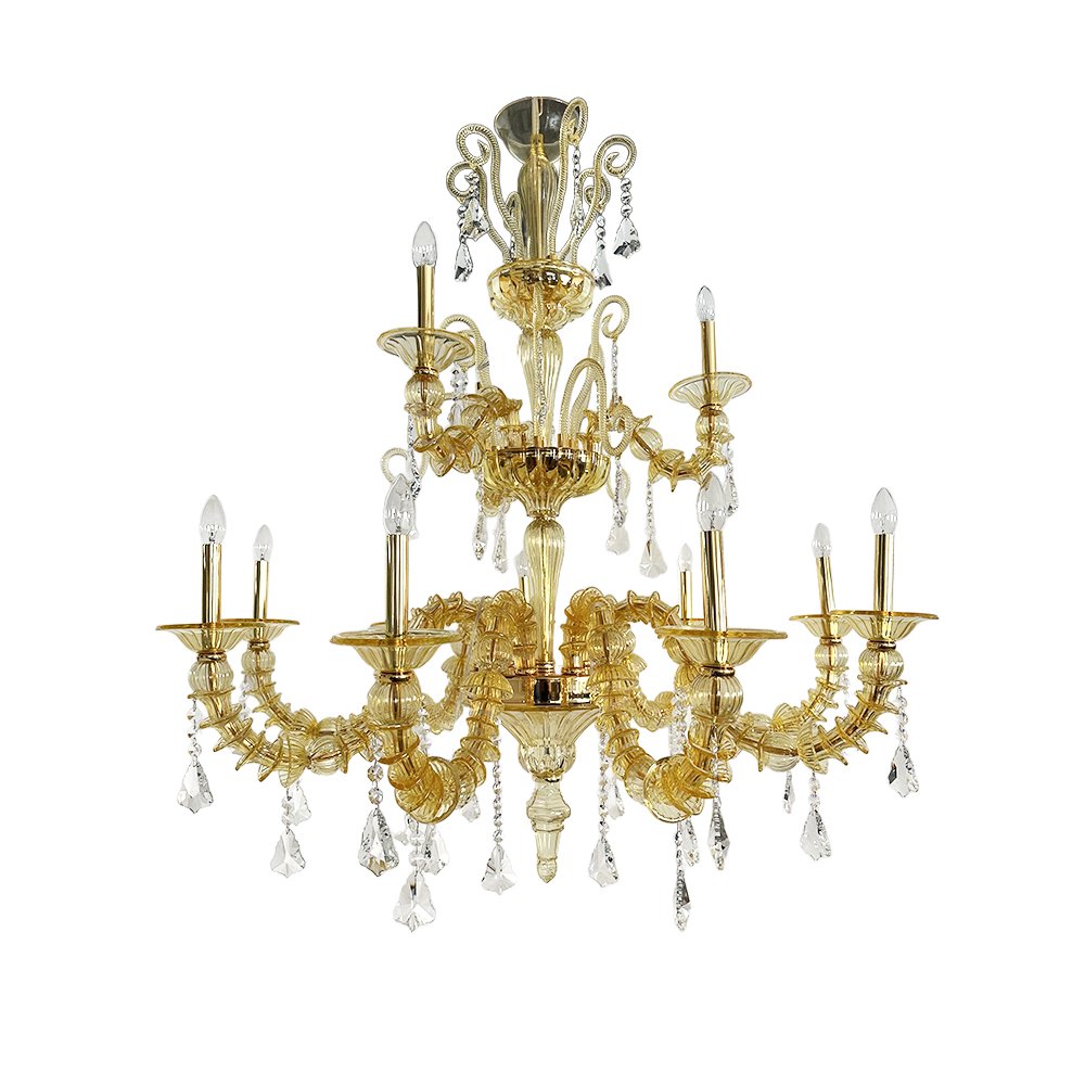 Gold Murano Glass Chandelier - Image 2