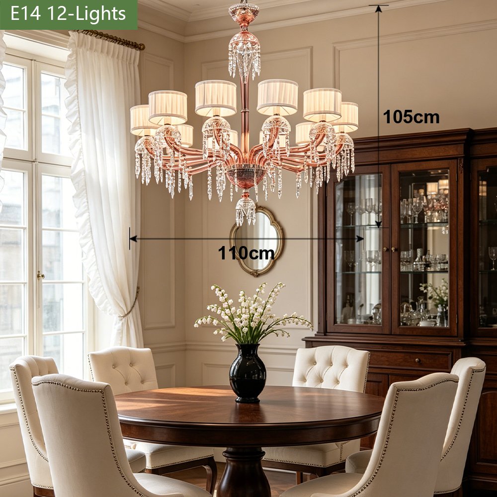 Pink Glass Crystal Chandelier - Image 3