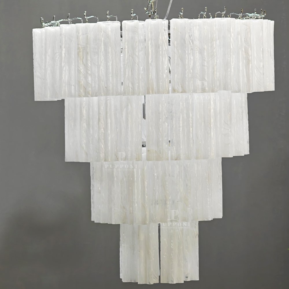Tiered Marble Glass Chandelier - Image 4
