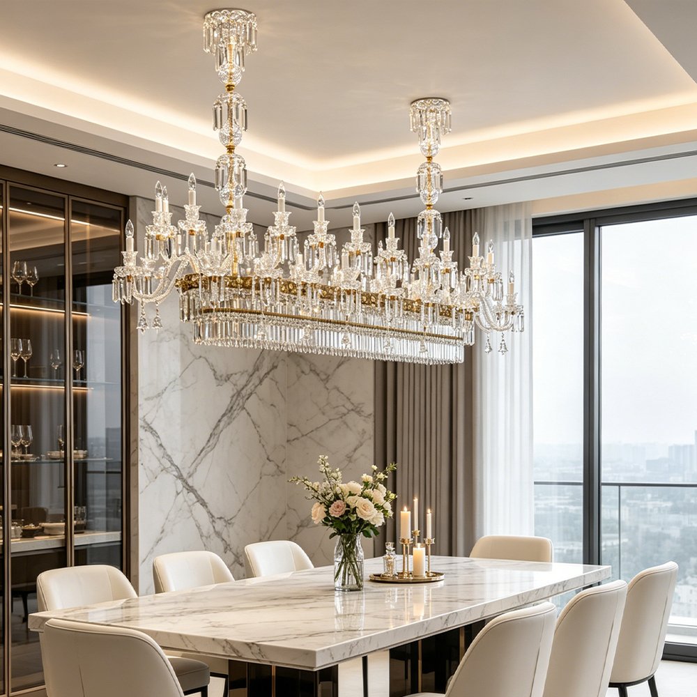 Long Gold Crystal Chandelier - Image 8