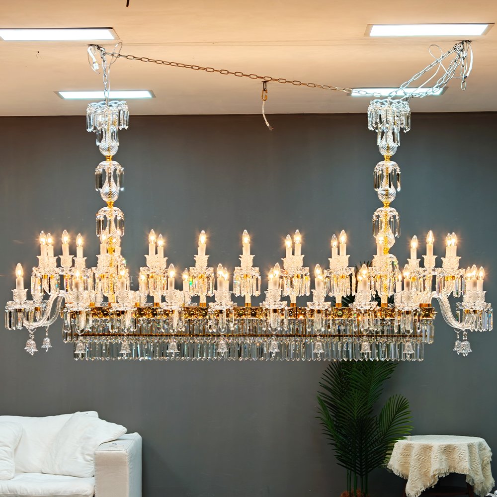 Long Gold Crystal Chandelier - Image 4