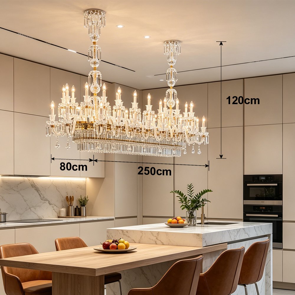 Long Gold Crystal Chandelier - Image 3